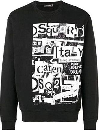 Dsquared2 Printed Sweatshirt - Heren - Sweatshirts & Hoodies - Zwart - Maat: XL Katoen