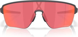 Oakley Corridor 142mm Semi Rimless Prizm Polarized Shield Sunglasses in Matte Carbon /Prizm Trail at Nordstrom