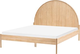 Beliani Cama Con Somier De Madera De Pino Natural Estilo Escandinavo 160 X 200 Cm Marr&oacute;n Claro Mascortel