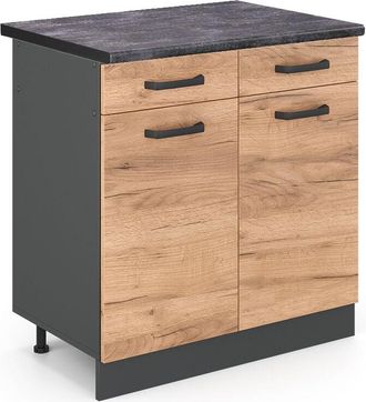 Vicco Mueble Bajo De Cocina R-line, Roble Dorado, 80 Cm, Et Antracita