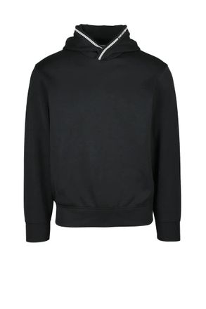 Emporio Armani Black Hooded Neoprene Effect Sweatshirt