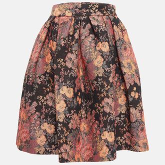 Maje Black Jacquard Lurex Pleated Knee-Length Skirt