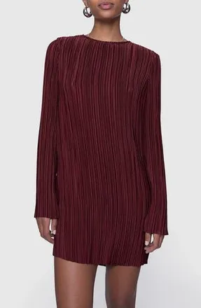Rebecca Minkoff Iris Pleated Long Sleeve Minidress in Lacquer at Nordstrom Rack, Size X-Large