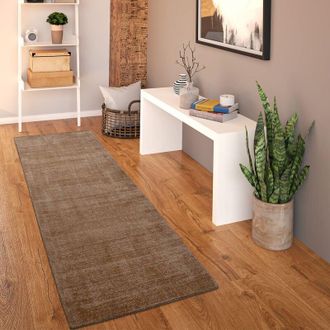 Paco Home Paco Home - Alfombra Sal&oacute;n Pelo Corto Hecha A Mano Motivo Moderno Monocolor Suave 80x250 Cm, Beige