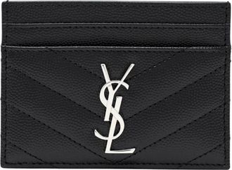Saint Laurent Accessoires, Dames, Zwart, ONE Size, Leer, Cassandre Matelass&eacute; Kaarthouder