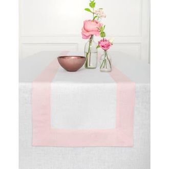 Solino Home Linen Table Runner for Dining Table, Holiday and Everyday Table Decor - Contempo in Blush Pink And White at Nordstrom, Size Xx-Small