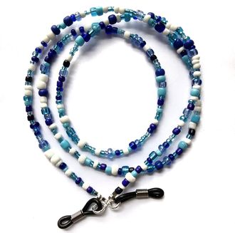 Generic Womens Glasses Chain/Cord - Beaded Turquoise Blue White - 27 or 30 inches (30 inches) (27 Inches)