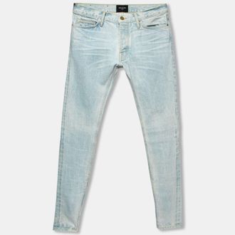Fear of God Blue Distressed Denim Zipped Hem Slim Fit Jeans