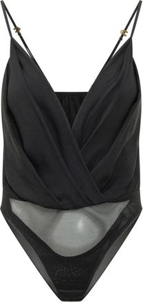 Elisabetta Franchi Gelaagde Crossover Bodysuit - Dames - Bodies - Zwart - S - Tops