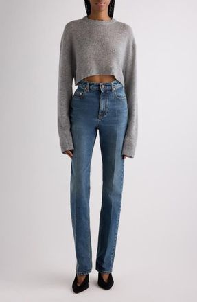 Balenciaga Crop Cashmere Sweater in 1167 Heather Grey at Nordstrom, Size Medium