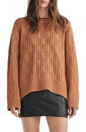 Rag & Bone Divya Cable Stitch Wool Sweater in Camel at Nordstrom Rack, Size X-Large