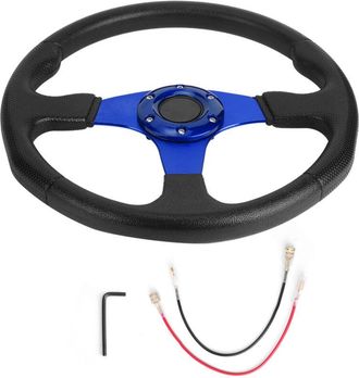 OEM Volante Deportivo Para Coches De Carreras, 350 Mm/14 Pulgadas, Plano Profundo, 6 Tornillos, Accesorio Universal Modificado, Azul