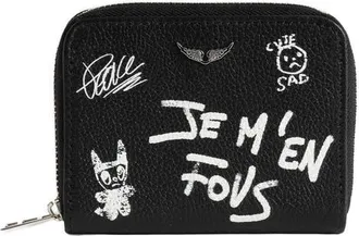 Zadig&Voltaire Mini ZV Arty Tag Leather Zip Around Wallet in Black at Nordstrom