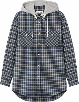 Miu Miu Dark Blue Regular Checks Shirt