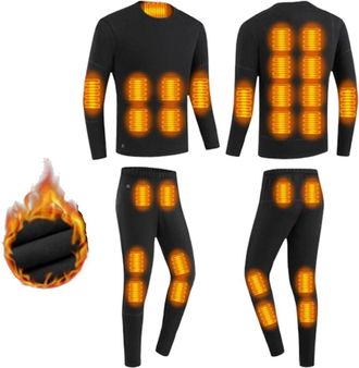 Generic Men Thermal Set, USB Smart Heated Men Thermal Underwear Set, 28 Heating Zones Heated Base Layer Men, Lightweight Thermal Heating Trousers Underwears(B