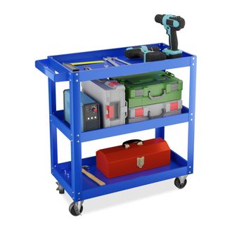Relaxdays Relaxdays Carro De Taller, Carro Para Herramientas De 3 Niveles, M&oacute;vil, Hasta 100 Kg, 76x78x35 Cm, Azul