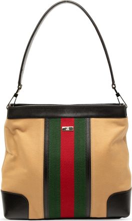 Gucci Pre-owned Womens Canvas Web Shoulder Bag - Tan Textile - One Size