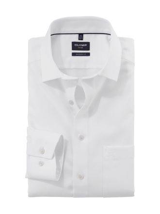 Olymp Luxor Mens Long-Sleeved Shirt, Faux Plain, 470 Modern Fit, 26.19 Global Kent, White 00, 18