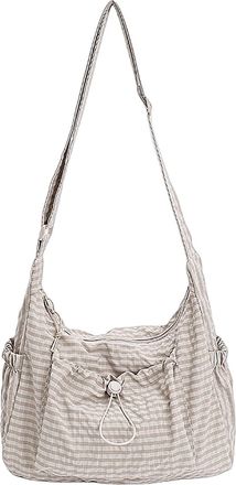 Generic Ladies Bag, Crossbody Purse for Women, Lightweight and Stylish Plaid Casual Shoulder Bag with Adjustable Shoulder Strap. (White)