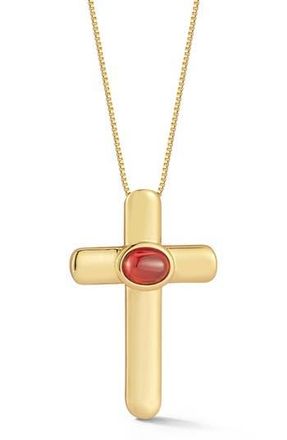 Glaze Jewelry Cubic Zirconia Cross Pendant Necklace in Red/Gold at Nordstrom Rack