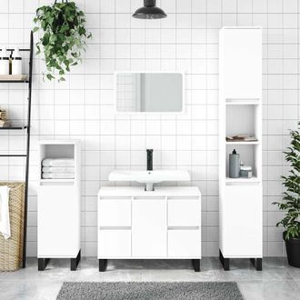 vidaXL Mueble De Ba&ntilde;o Madera De Ingenier&iacute;a Blanco 80x33x60 Cm Vidaxl
