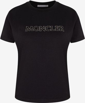 Moncler Kurzarm-T-Shirt mit Kristall-Logomotiv