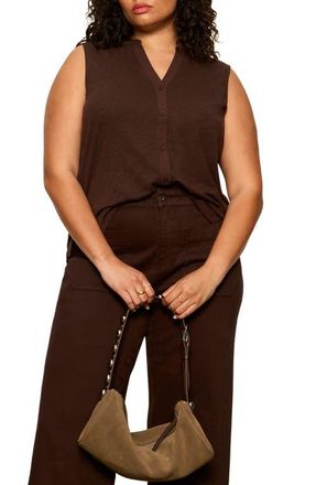Sanctuary Front Button Sleeveless Top in Rich Soil Brown at Nordstrom, Size 3 X