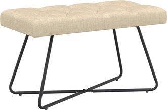 vidaXL Banco Con Tapicer&iacute;a Con Botones Crema 80 X 40 X 46 Cm Tela Vidaxl