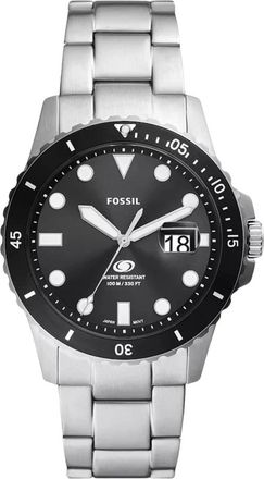 Fossil Accessoires, Heren, Grijs, ONE Size, Blauwe Duik Drie-Wijzer Horloge