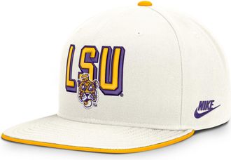 Nike LSU Legacy Letter & Mascot Pro Nike Mens Dri-FIT College Adjustable Hat in White | NC120KGULOV-207