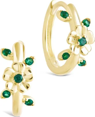 Sterling Forever Cambrie Cubic Zirconia Flower Hoop Earrings in Gold at Nordstrom