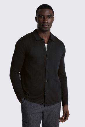 Moss Black Merino-Blend Shirt