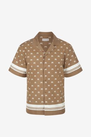 Moncler Kurzarm-Hemd aus Popeline mit Monogrammprint