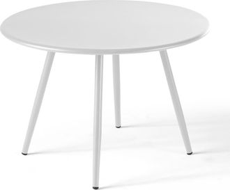 Oviala Mesa de jard&iacute;n redonda de metal blanco 50 cm