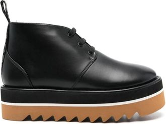 Stella McCartney Lace-up Boots, female, Black, 6 UK, Black Faux Leather Lace-Up Trainers