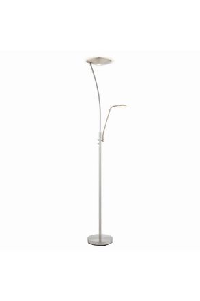 Netlighting Alassio LED 1 Light Floor Lamp Satin Chrome & Frosted Plastic in Grey