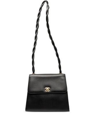 Chanel 1997-1999 CC Caviar Twisted Strap shoulder bag - women - Caviar Leather/Leather - One Size - Black