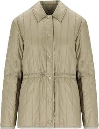 Max Mara Gestreepte Gewatteerde Jas Eritrea - Dames - Zomerjassen - Beige - M - Polyester - Jassen
