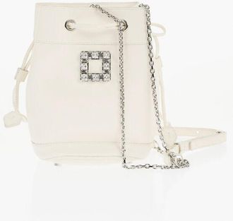 Roger Vivier Leather TRES VIVIER AUMONIERE Bucket Bag with Crystals size Unica