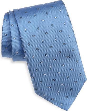 BOSS Neat Paisley Silk Tie in Light Pastel Blue at Nordstrom
