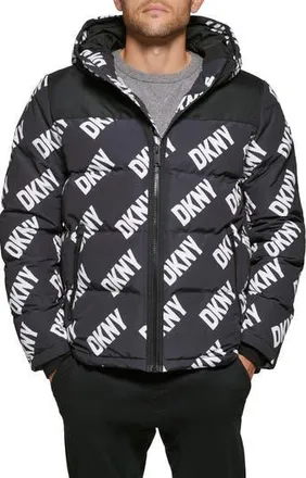 DKNY Puffer Jacket in Grey White at Nordstrom Rack, Size Xx-Large