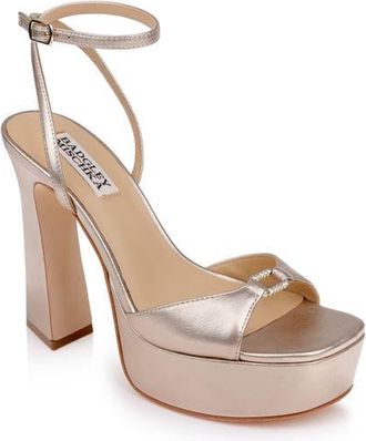 Badgley Mischka Romina Ankle Strap Platform Sandal in Champg Met at Nordstrom, Size 9.5