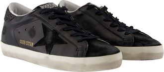 Golden Goose Womens Super Star Sneakers - Golden Goose Deluxe Brand Leather Black Calfskin Shoes