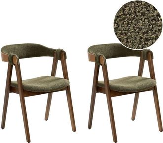 Beliani Set of 2 Dining Chairs DAY Boucle Dark Brown/ Green