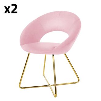 ML Design Lote de 2 sillas de terciopelo, rosa