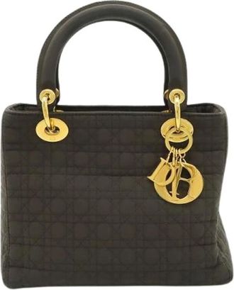Dior Pre-owned Handbags, female, Brown, Size: ONE SIZE Pre-owned Lady Dior Nylon Handbag