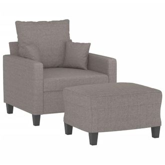 vidaXL Sill&oacute;n Con Taburete Tela Gris Taupe 60 Cm Vidaxl