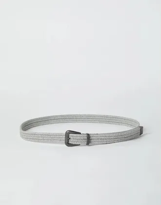 Brunello Cucinelli Womens Light Gray Woven Belt