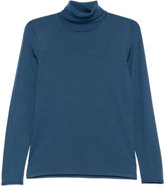 Le Tricot Perugia Turtleneck Sweater met Lange Mouwen - Dames - Coltruien - Blauw - S - Truien & Vesten