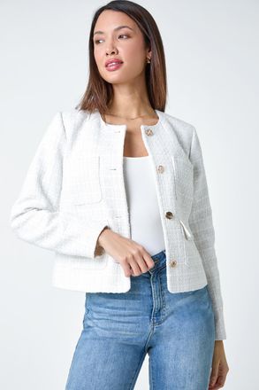 Roman Collarless Boucle Jacket